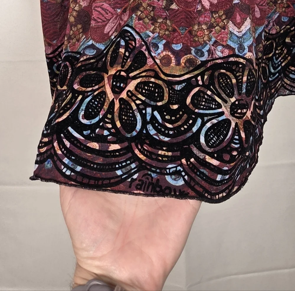 Desigual Rainbow Y2k Fun Colorful Bubble Skirt Pull On Lined Velvet Artsy Small - Picture 3 of 9